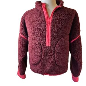 SO Teddy Half Zip Jacket Marroon and Pink Size Large